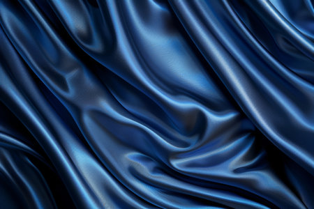 High quality luxurious blue silk drapery with abstract satin texture and smooth shiny curtain effectの写真素材