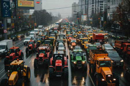 Protesting agricultural workers cause tractor traffic jams, block city streets, disrupting traffic