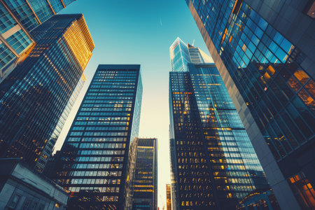 Contemporary cityscape with modern business office skyscrapers and urban architecture