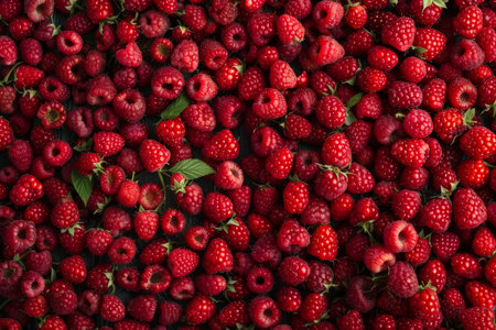 Fresh sweet red raspberries top view high quality image for food lovers and healthy eating concepts