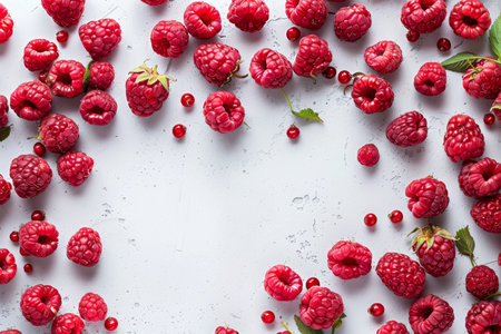 Fresh sweet red raspberries high-quality top-view image for food and healthy eating concepts