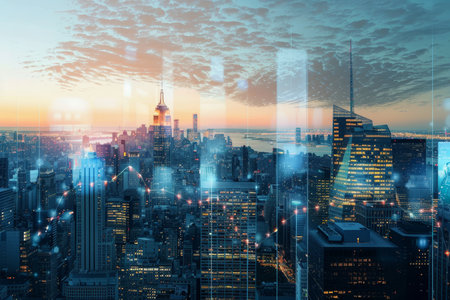Visualizing economic growth and financial advancements through investment imageryの写真素材