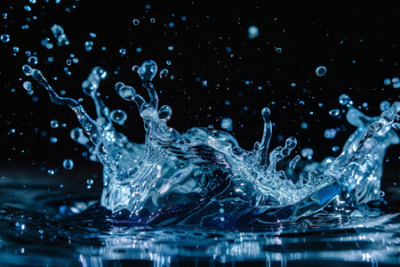 High quality image of refreshing blue water splash with powerful refreshing effects
