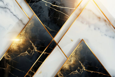Abstract gold triangle shapes and sleek lines - showcasing the intersection of modernism and luxuryの写真素材