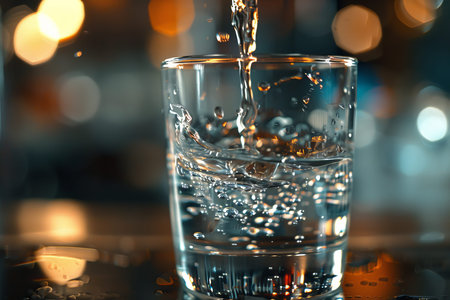 Refreshing crystal clear water in transparent glass on white background for commercial use