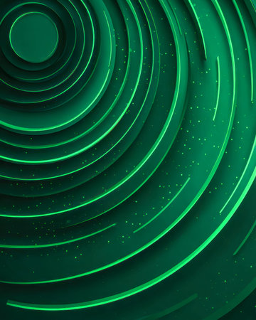 A vibrant, spiral corridor illuminated by neon green accents, dotted with sparkling cosmic particles...