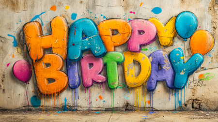 Vibrant balloon letters arranged in a joyful display, creating a festive atmosphere perfect for marking memorable occasions and spreading cheerful vibesの写真素材