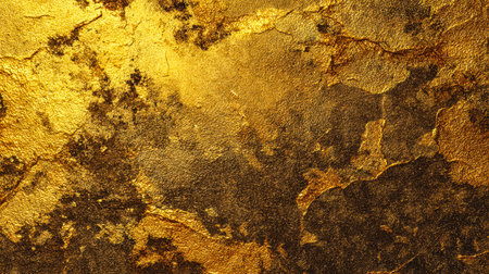 A richly layered surface showcases warm metallic accents amid rugged, weathered patterns, evoking a...