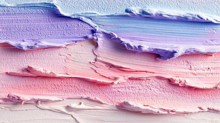Soft, layered brushstrokes in gentle purple, pink, and white create a vibrant, textured background perfect for artistic or decorative projects.の写真素材