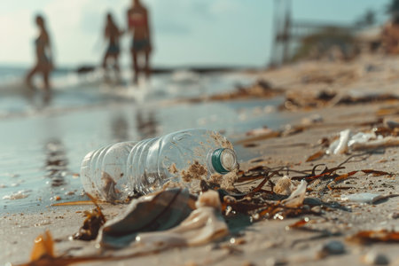 Plastic pollution cleaned up from beach during environmental conservation effort