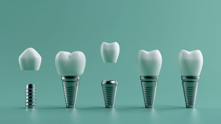 High-quality, detailed tooth implant procedure step-by-step guide with text annotations