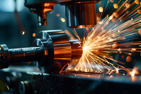 High quality photo of metalworking with lathe or cnc machine for enhanced efficiency