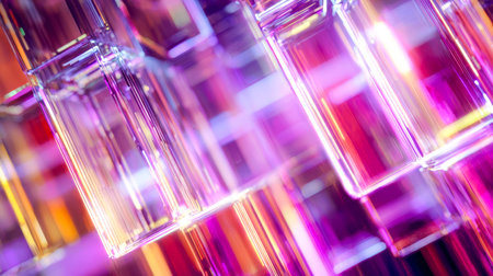 Colorful glass columns glow with shifting hues, creating mesmerizing reflections and an energetic...