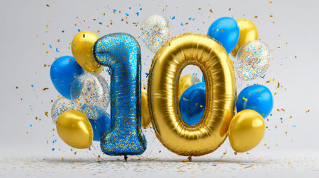 Colorful balloons and shimmering confetti fill the air, capturing the joyful spirit of a milestone...