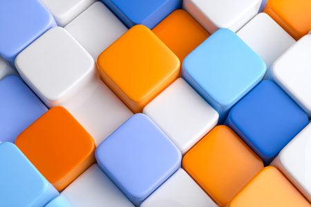 Vibrant 3d geometric shapes arranged in a sleek, contemporary pattern evoking creativity and modern...