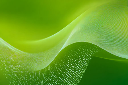 Dynamic emerald streams intertwine with pixelated details, forming a sleek, modern backdrop perfect for showcasing innovation, progress, and future tech ideas.の写真素材
