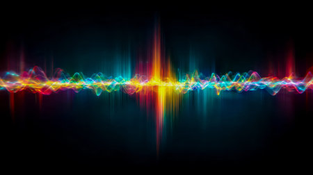 An energetic display of swirling, luminous lines in a spectrum of hues dances across a deep,...