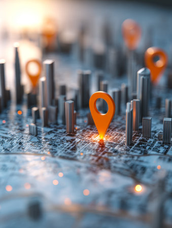 A sleek, neon-lit urban diagram showing interconnected hubs and dynamic pointers, embodying a...