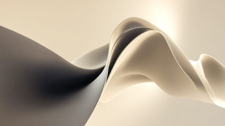 Elegant, seamless curves manifest in a dynamic composition illuminated by soft gradient lighting, evoking a sense of motion and fluidity suitable for modern design themes.の写真素材