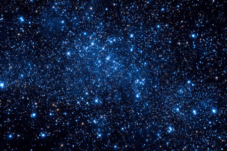 A breathtaking cosmic expanse filled with shimmering points of light, swirling towards radiant blue...