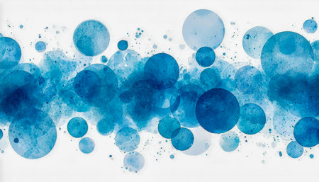 A vibrant, flowing watercolor circle showcases various shades of blue, perfect for creative projects and dynamic background designs.の写真素材