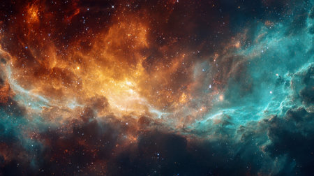 A mesmerizing cosmic tapestry showcasing swirling hues of crimson, emerald, and violet within a vast...