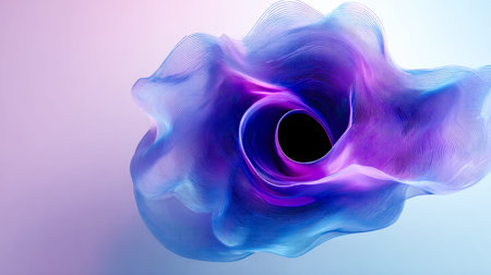 A mesmerizing cascade of vivid violet and azure streaks intertwines in a swirling motion, creating...