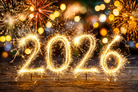 A vibrant night scene bursting with dazzling fireworks illuminating the sky, complemented by...