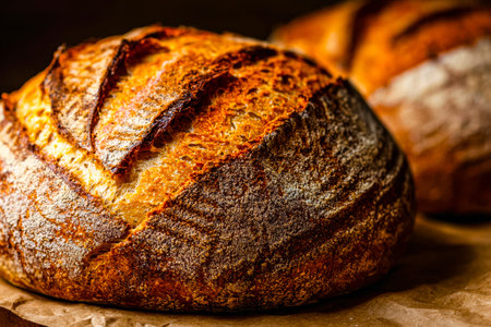 Warm, hand-formed loaf featuring a crispy, golden-brown crust and an open, tender crumb, perfect for...