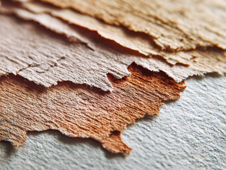 Rich, multi-layered surface showing rugged patterns and warm brown hues, evoking a sense of aged...