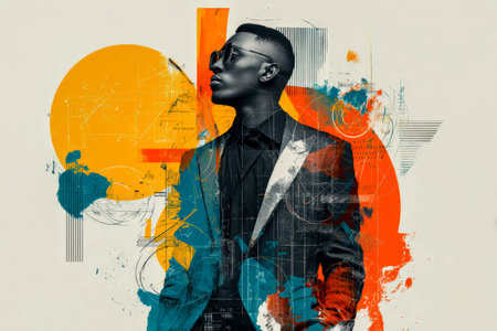 A chic city dweller exudes confidence, blending bold colors and dynamic patterns with sleek...