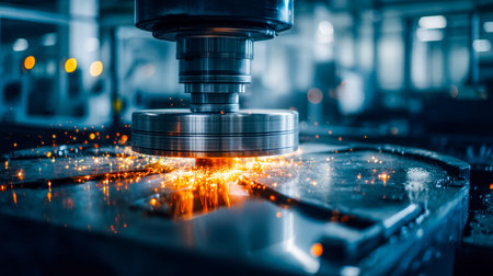 Bright arcs and fiery splashes illuminate a focused worker shaping metal with meticulous skill amid...