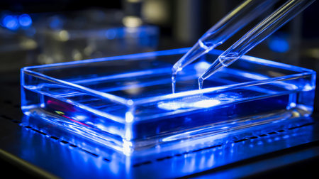 A scientist conducting meticulous experiments using a high-precision automated pipetting system...