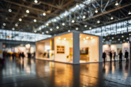 A vibrant, contemporary gallery space bustling with visitors engaging with inventive exhibits, all beneath bright, sculpted ceiling lighting creating an inviting atmosphere.のeditorial素材