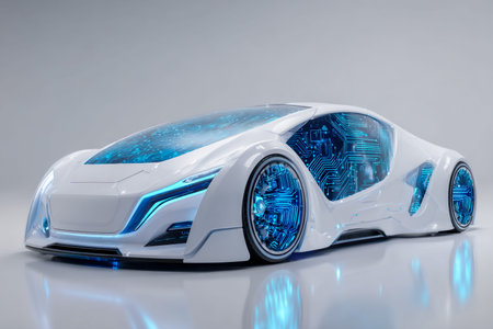 Sleek silhouette meets advanced technology, showcasing a vision of tomorrow's transport with...