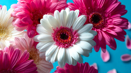 An eye-catching display of lively, multicolored gerbera daisies bursts with energy against a vivid...