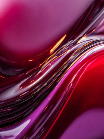 A vibrant swirl of shimmering pink and violet hues, fractured with energetic streaks and reflective...