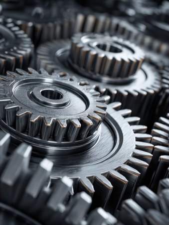 Detailed view of finely crafted machinery components showing synchronized movement and the ingenuity...