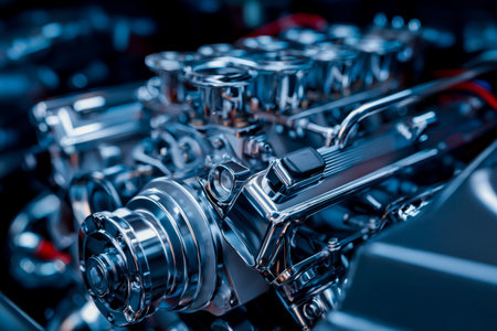 Gleaming metallic parts and complex craftsmanship showcase the precision engineering of a powerful,...
