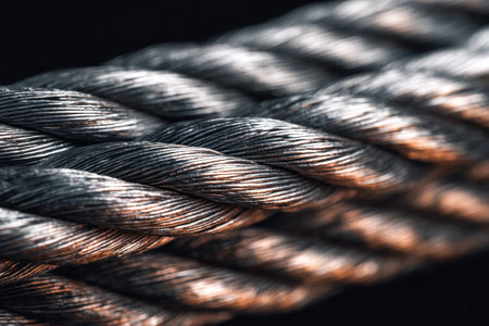 Intricate strands of steel fibers intertwine, showcasing durable tensile materials ideal for heavy...