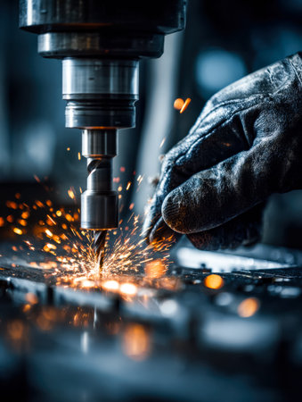 A focused professional employs precise welding techniques, illuminating a workshop with bright...