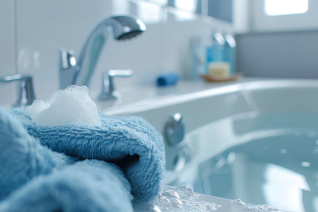 Bathroom cleaning - high quality photo on white background for hygiene maintenance