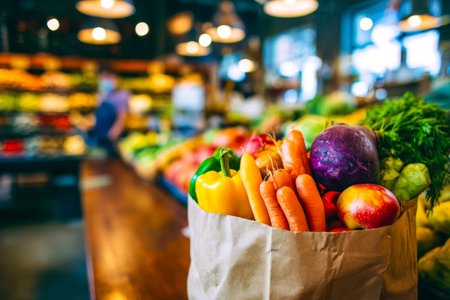 Vibrant variety of crunchy carrots, leafy greens, and colorful peppers arranged invitingly on a store shelf, emphasizing freshness and quality.
