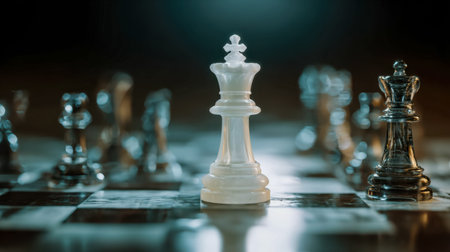 A tense moment captured as players concentrate on the white king, highlighting meticulous planning...