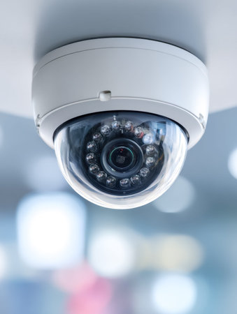 A sleek, contemporary camera equipped with infrared illumination, designed for discreetly capturing...