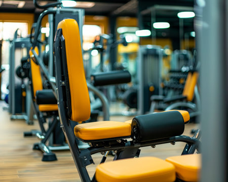 Interior of a fitness hall with equipment for bodybuilding and fitness