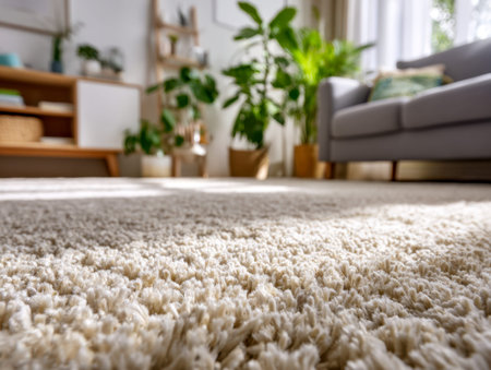 A warm, inviting space featuring vibrant indoor foliage and a soft, textured rug that fosters...