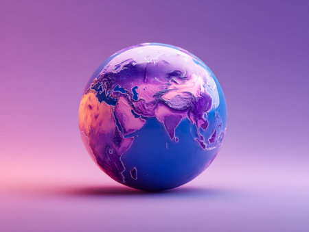 A vivid, contemporary interpretation of our planet featuring bold hues and dynamic shapes, evoking...