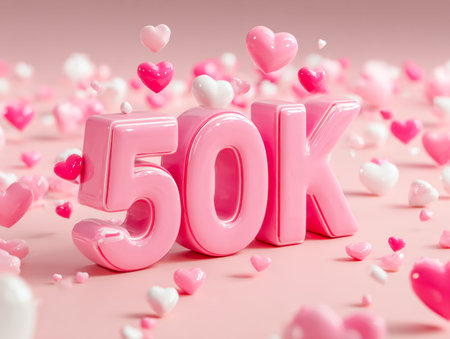 A charming arrangement of pink and white hearts creates an intimate backdrop, capturing the joy and...