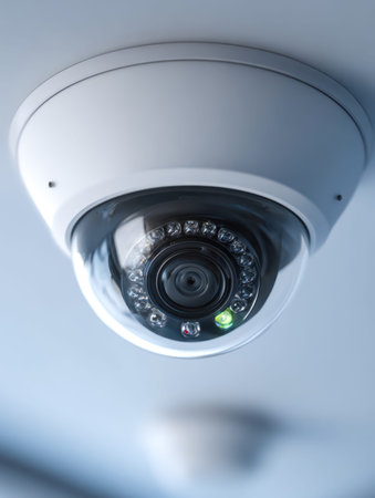 A sleek, advanced surveillance device equipped with infrared sensors for clear monitoring in...